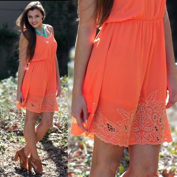Orange Cami Summer Dress Cut-Out Design - Picture 2 of 2